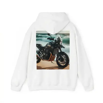 Adventure Motorcycle Parked on Sandy Beach