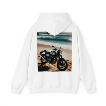 Dark Cafe Racer Motorcycle On Sandy Beach