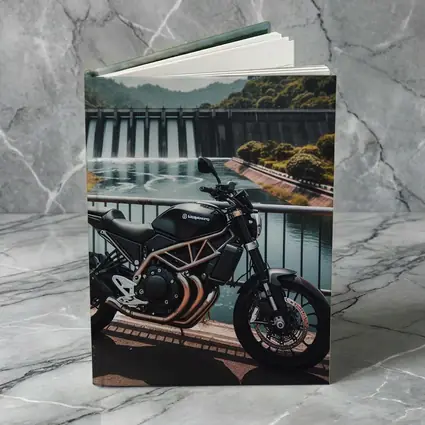 Husqvarna Scrambler Motorcycle Parked By Dam