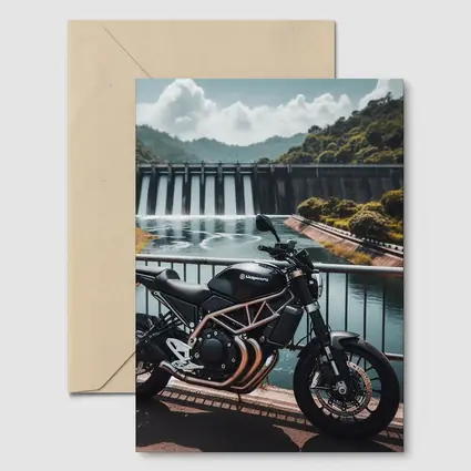 Husqvarna Scrambler Motorcycle Parked By Dam