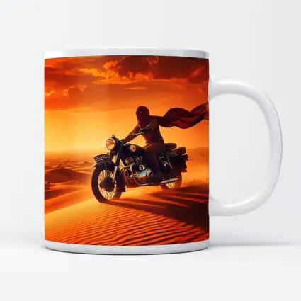 Royal Enfield Rider Crossing Desert Sand Dunes