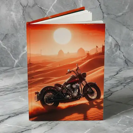 Harley Davidson Chopper Desert Sunset Scene