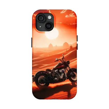 Harley Davidson Chopper Desert Sunset Scene
