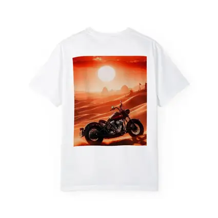 Harley Davidson Chopper Desert Sunset Scene