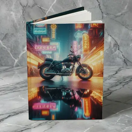 Classic Cruiser Motorcycle Neon City Night