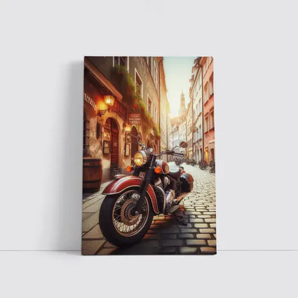 Classic Cruiser Motorcycle Cobblestone European Street