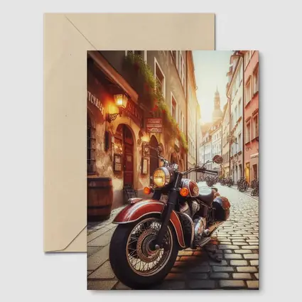 Classic Cruiser Motorcycle Cobblestone European Street
