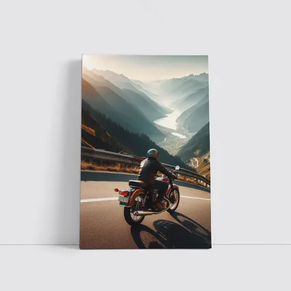 Vintage Cafe Racer Motorcycle Mountain Valley Road