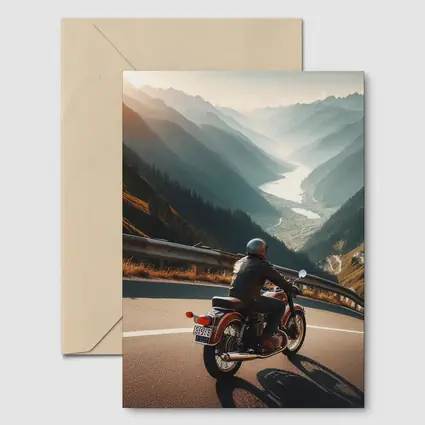 Vintage Cafe Racer Motorcycle Mountain Valley Road