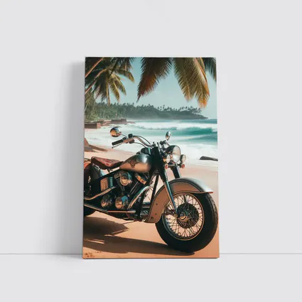 Cruiser Motorcycle Parked on Tropical Beach