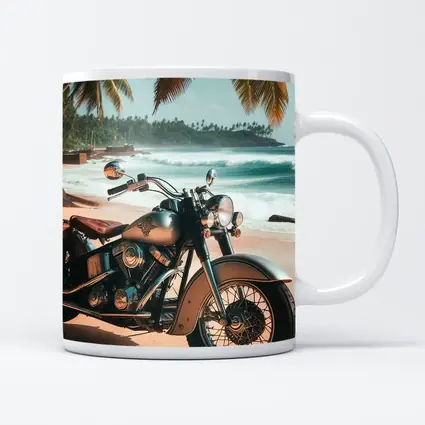 Cruiser Motorcycle Parked on Tropical Beach