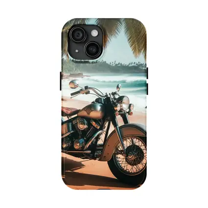 Cruiser Motorcycle Parked on Tropical Beach