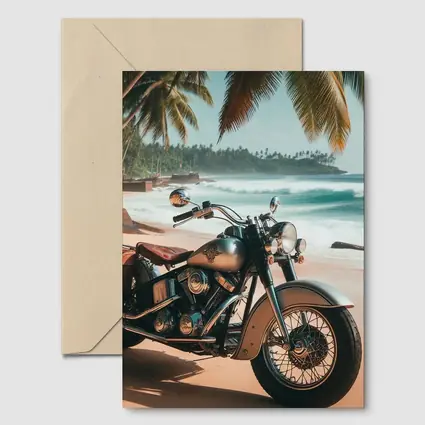 Cruiser Motorcycle Parked on Tropical Beach