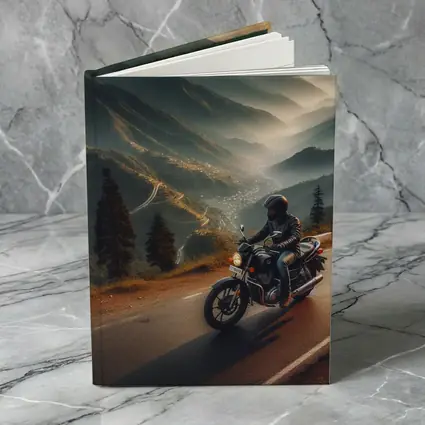 Motorcycle Rider Mountain Road Misty Valley