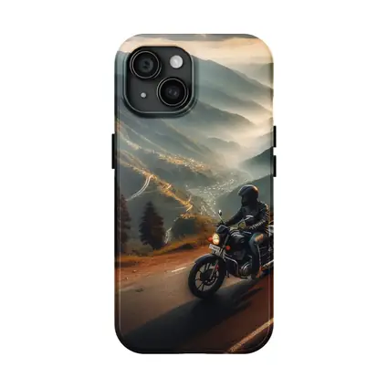 Motorcycle Rider Mountain Road Misty Valley