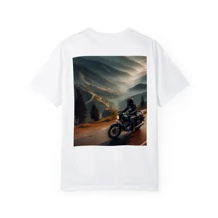 Motorcycle Rider Mountain Road Misty Valley