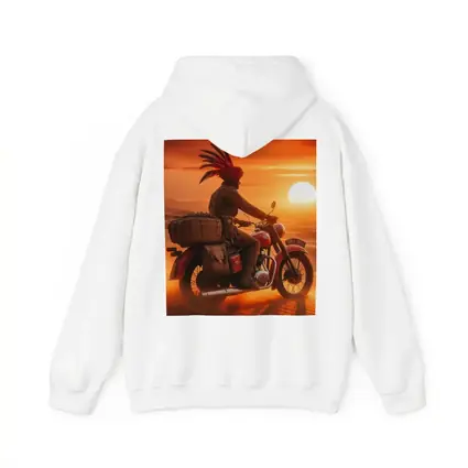 Rider on Motorcycle Desert Sunset Scene