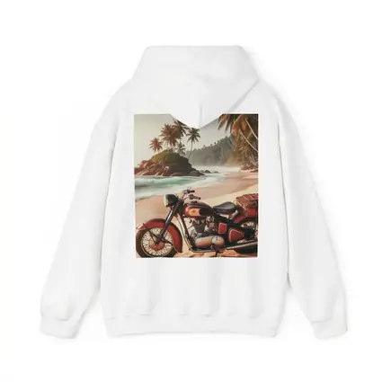 Vintage Red Cruiser Motorcycle Tropical Beach