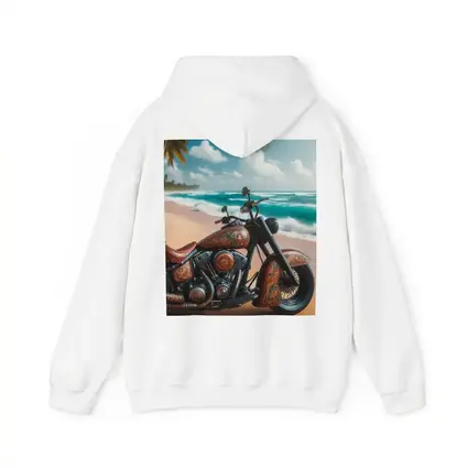 Ornate Chopper Motorcycle on Tropical Beach