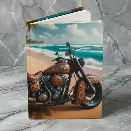 Ornate Chopper Motorcycle on Tropical Beach