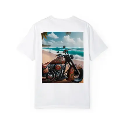 Ornate Chopper Motorcycle on Tropical Beach
