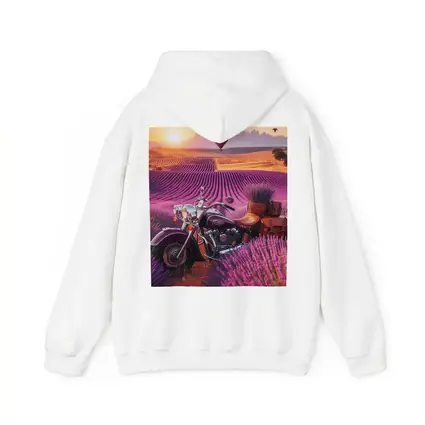 Indian Cruiser Motorcycle Lavender Field Sunset