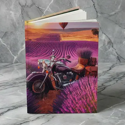 Indian Cruiser Motorcycle Lavender Field Sunset