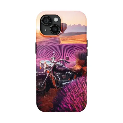 Indian Cruiser Motorcycle Lavender Field Sunset