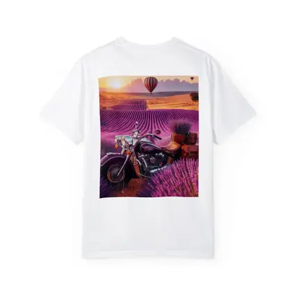 Indian Cruiser Motorcycle Lavender Field Sunset