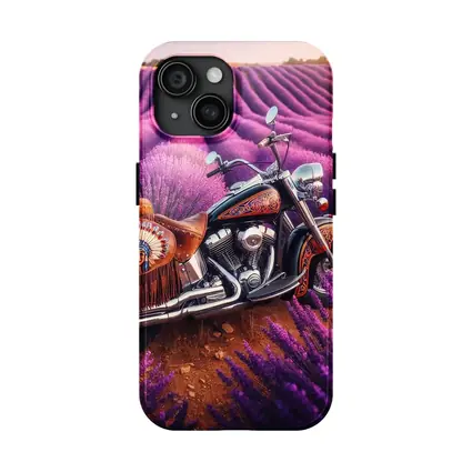 Indian Motorcycle Parked In Lavender Fields