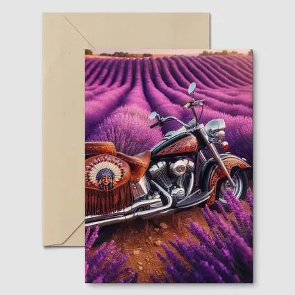 Indian Motorcycle Parked In Lavender Fields