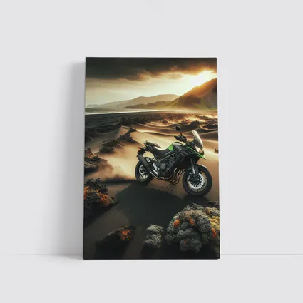 Kawasaki Adventure Bike Volcanic Desert Landscape
