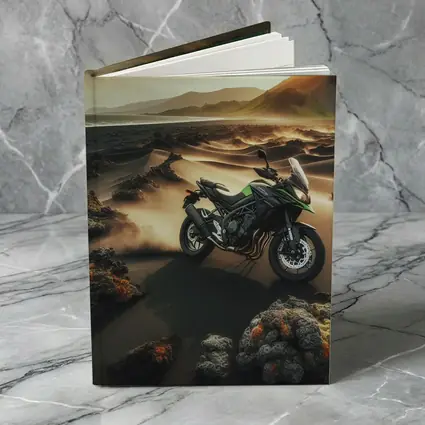 Kawasaki Adventure Bike Volcanic Desert Landscape