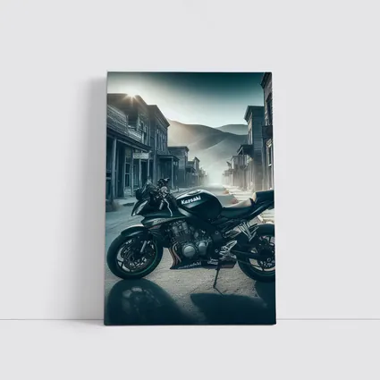 Kawasaki Motorcycle Parked in Abandoned Ghost Town