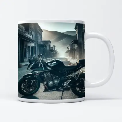 Kawasaki Motorcycle Parked in Abandoned Ghost Town