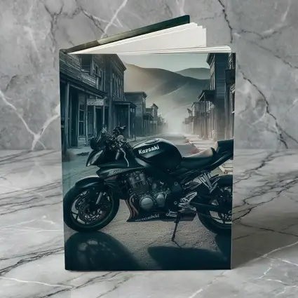 Kawasaki Motorcycle Parked in Abandoned Ghost Town