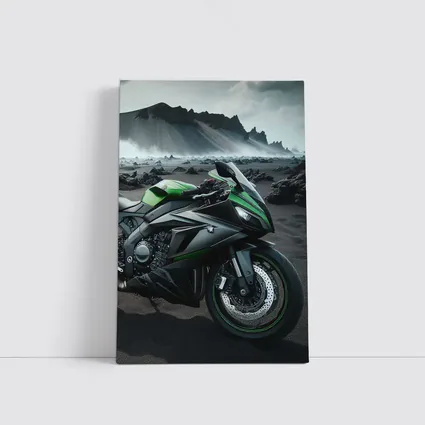 Kawasaki Ninja Green Black Volcanic Landscape
