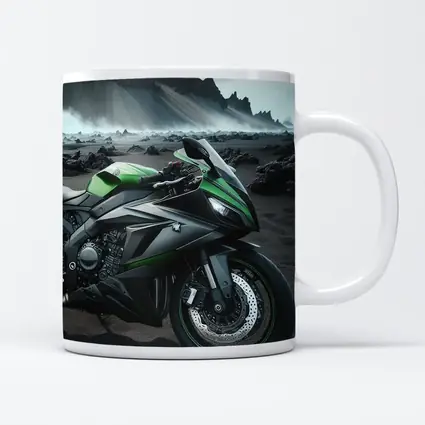 Kawasaki Ninja Green Black Volcanic Landscape