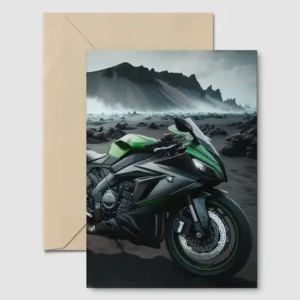 Kawasaki Ninja Green Black Volcanic Landscape