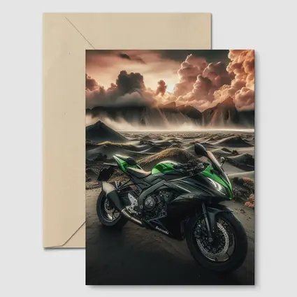 Kawasaki Sport Bike Volcanic Desert Landscape
