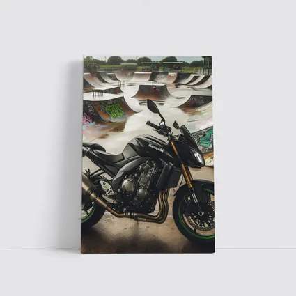 Kawasaki Naked Bike Skatepark Graffiti Background