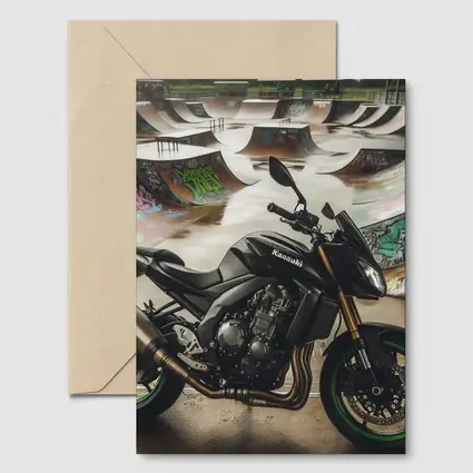 Kawasaki Naked Bike Skatepark Graffiti Background