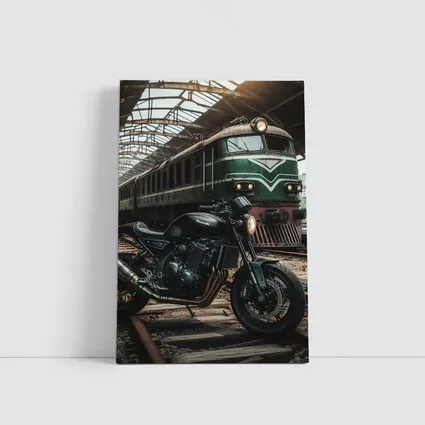 Kawasaki Cafe Racer Motorcycle Abandoned Train Station