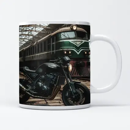 Kawasaki Cafe Racer Motorcycle Abandoned Train Station