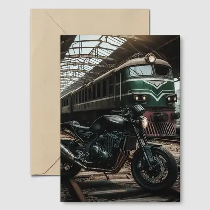 Kawasaki Cafe Racer Motorcycle Abandoned Train Station