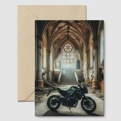Kawasaki Naked Bike Abandoned Gothic Cathedral