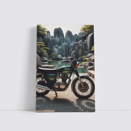 Kawasaki Classic Motorcycle Japanese Garden Setting