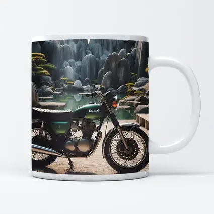 Kawasaki Classic Motorcycle Japanese Garden Setting