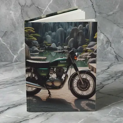 Kawasaki Classic Motorcycle Japanese Garden Setting