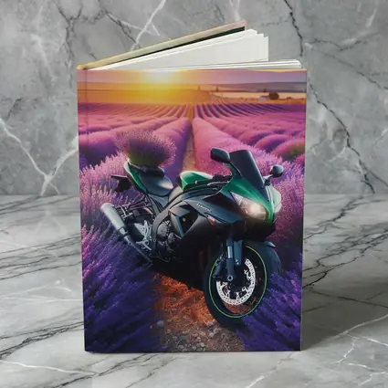 Green Sport Bike Lavender Field Sunset
